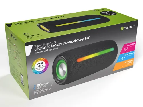 Głośnik Bluetooth Tracer Stripe TWS BT RGB 10W Czarny