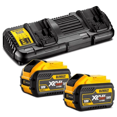 Zestaw 2 akumulatorów 9.0Ah i ładowarki 4A DeWalt FLEXVOLT DCB132X2