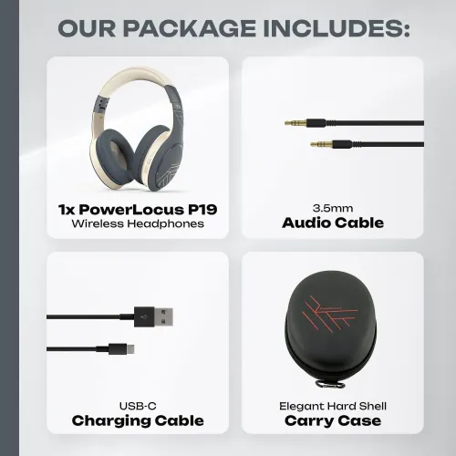 Słuchawki bezprzewodowe PowerLocus P19 Asphalt Grey Nauszne Bluetooth 5.3 Szaro-beżowy