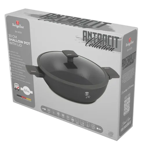 Płaski Garnek Tytanowy Z Pokrywą 30Cm Berlinger Haus Bh-8129 Antracit
