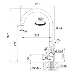 Bateria FRANKE Lina Clear Water 2.0 J 120.0730.806 Chrom