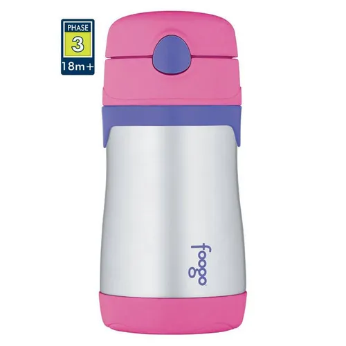 Stalowy termos dla niemowląt ze słomką Foogo Thermos - pink