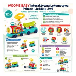 Woopie Baby Lokomotywa Pchacz Jeździk 2W1 Interaktywny Pociąg