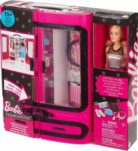 Кукла Барби Mattel Fashionistas гардероб чемодан розовый (DMT58)