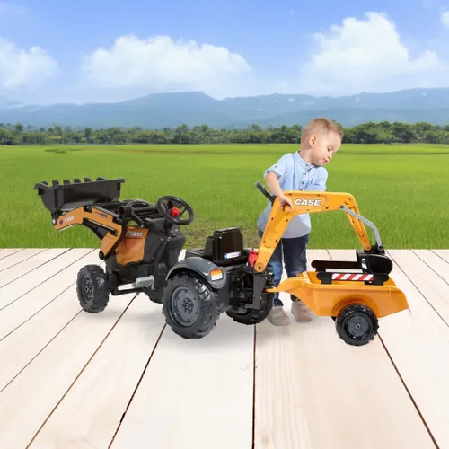 Falk Traktor Na Pedały Case Z Łyżką Koparką I Przyczepą 2-5 Lat