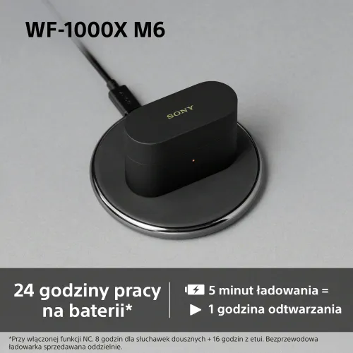 Słuchawki bezprzewodowe Sony WF-1000XM6 ANC Dokanałowe Bluetooth 5.3 Czarny