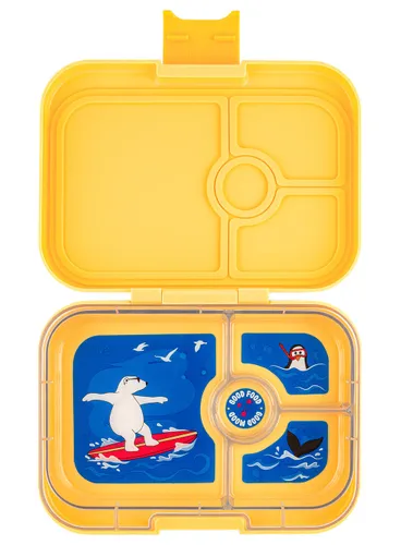 Yumbox Panino orta dikdörtgen öğle yemeği kutusu-Yoyo yellow / polar bear tray