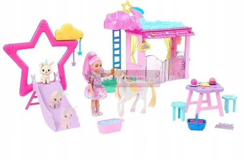LALKA BARBIE CHELSEA SZCZYPTA MAGII zestaw z jednorożcem HNT67