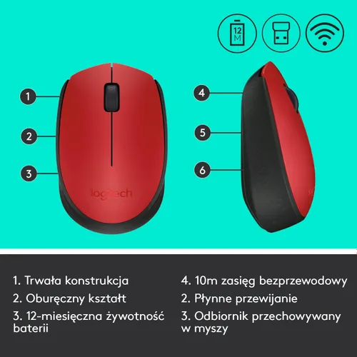 Myszka Logitech M171 Czerwony