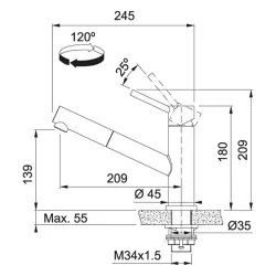 Bateria Franke Orbit Pull-Out Srebrny Stal szlachetna