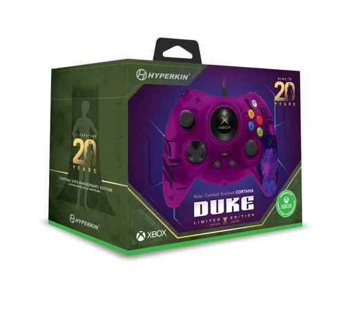 Геймпад Hyperkin Duke Wired Controller Xbox 20th Anniversary Limited Edition Purple Cortana для Xbox, ПК - проводной