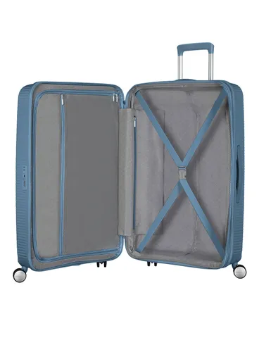 American Tourister Soundbox-stone blue Büyük Genişletilebilir Bavul