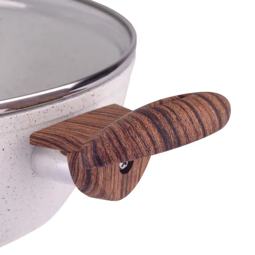 AMBITION Nature 28 cm biała - patelnia nieprzywierająca z pokrywką