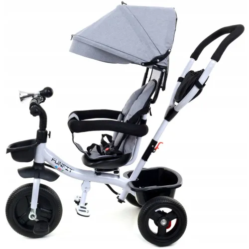 Rowerek trójkołowy z daszkiem FUNFIT obracany 360° wolne koło +trąbka