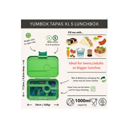 Lunchbox do pracy XL Yumbox Tapas 5 sekcji - jurassic green / jungle tray