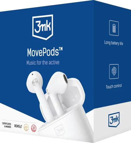 Słuchawki bezprzewodowe 3mk MovePods Douszne Bluetooth 5.3 Biały