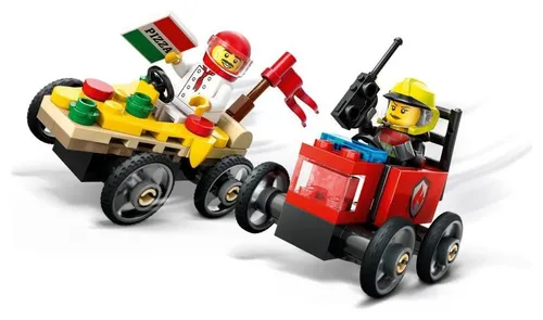 LEGO City Great Vehicles 60458 Zestaw wyścigówek: pizza kontra wóz strażacki