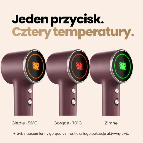 Suszarka do włosów SkinVibe Nova PlasmaGo Zimny nawiew 1100W 2 prędkości 4 temperatury Eggplant