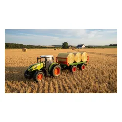 Zdalnie sterowany samochód COIL traktor na pilota z przyczepą i belami słomy