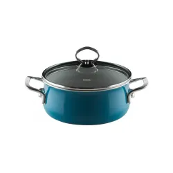 RIESS Nouvelle Aquamarin 1 l morski - garnek emaliowany z pokrywą