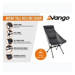 Krzesło turystyczne Vango Micro Tall Recline india ink