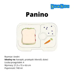 Yumbox Panino-power pink / panda tepsisi için dikdörtgen öğle yemeği kutusu