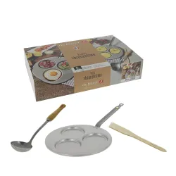 DE BUYER Mineral B 26 cm - patelnia do jajek i placuszków ze stali węglowej z łopatką i chochlą