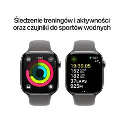 Apple Watch Series 10 GPS + Cellular 46mm z tytanu w kolorze naturalnym pasek sportowy górska szarość S/M