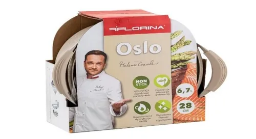 Garnek aluminiowy FLORINA Oslo 28CM 6,7L Kremowy