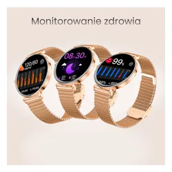 Smartwatch FOREVER SB-370 Lucca Różowe złoto + Pasek łaciaty