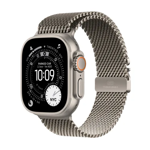 Apple Watch Ultra 3 GPS + Cellular koperta z natural tytanu Szary 49mm Bransoleta mediolańska z natural tytanu Rozmiar L
