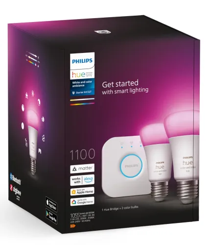 Żarówka LED Philips Hue White and Colour Ambiance E27 2 szt. + mostek