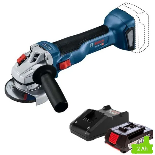 Szlifierka kątowa BOSCH GWS 18V-10 06019J4002 + Ładowarka BOSCH Professional GAL 18V-40 1600A019RJ + Akumulator BOSCH Professional GBA 1600Z00036 2Ah 18V