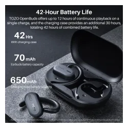 Słuchawki bezprzewodowe Tozo OpenBuds Douszne Bluetooth 5.3 Czarny