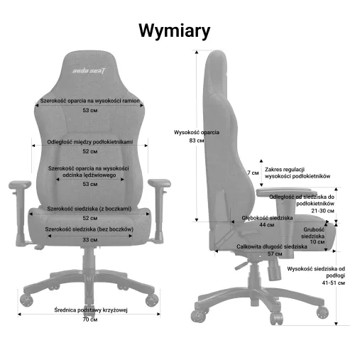 Fotel Anda Seat Phantom 4 L Black Fabric Gamingowy do 100kg Tkanina Czarny