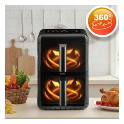 Air Fryer Frytkownica beztłuszczowa BERDSEN BD-663 11.6l z podwójnym koszem i okienkiem do obserwacji postępów gotowania