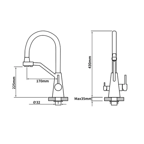 Bateria Globalo Olintio Black 1.1 Czarny mat Stal szlachetna