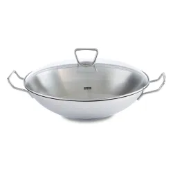 FISSLER Kunming 36 cm - patelnia / wok ze stali nierdzewnej z pokrywką