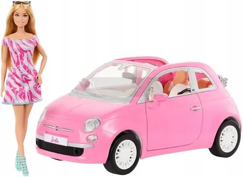 BARBIE AUTO FIAT 500 KABRIOLET SAMOCHÓD DLA LALEK Barbie zestaw z lalką HRG59