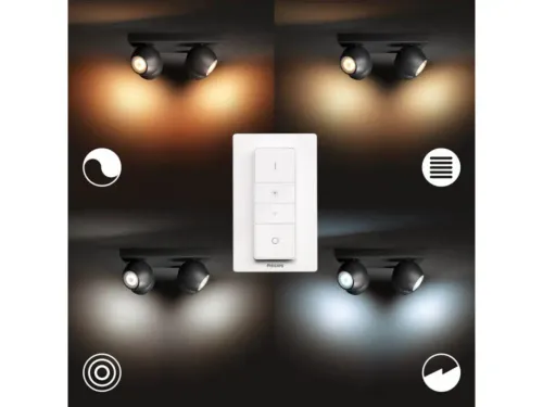 Oświetlenie punktowe Philips Hue White Ambiance Buckram 929003048301 Czarny