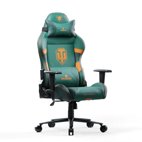 Fotel Diablo Chairs X-One 2.0 World of Tanks Gamingowy do 160kg Skóra ECO Tkanina Zielono-pomarańczowy