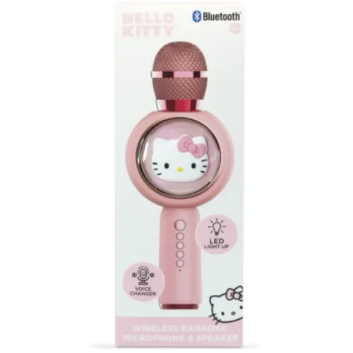 Mikrofon z głośnikiem Bluetooth OTL Technologies Hello Kitty PopSing LED Light Up Wireless Karaoke 5W Jasnoróżowy