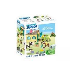 Набор фигурок Playmobil Junior 71656 Приключение на ферме с трактором, прицепом и животными