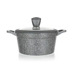 Garnek granite szary 24 cm do gotowania POKRYWKA 4,3 L jedzenia obiadu