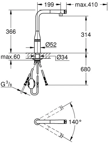 Bateria GROHE Essence SmartControl 31928KF0 Czarny