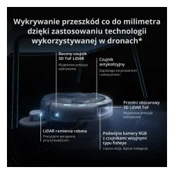 Robot sprzątający DJI Romo P2 Funkcja mopowania Stacja oczyszczająca Tworzenie mapy pomieszczenia Funkcje AI Biały