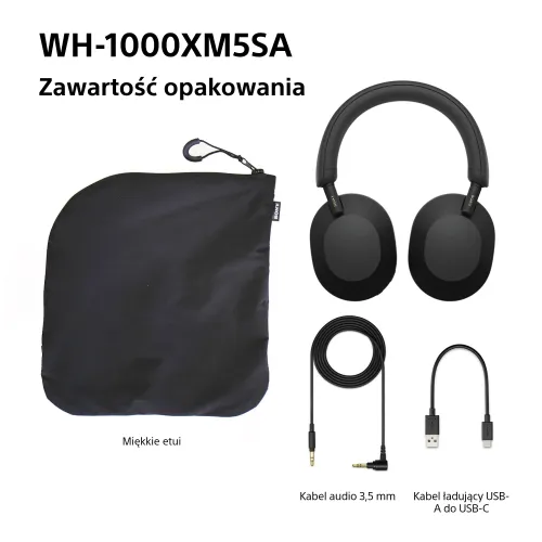 Słuchawki nauszne SONY WH-1000XM5SA ANC Czarny