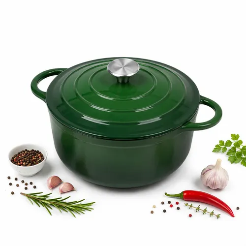 Garnek żeliwny emaliowany 28cm 5.9L ciężki indukcja Zielony KRISBERG