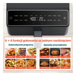 Air Fryer Frytkownica beztłuszczowa COSORI CAF-P681S-KEUR Dual Blaze 6.4l Wi-Fi zabezpieczenie przed przegrzaniem