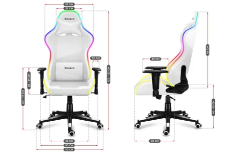 Fotel Huzaro Force 6.2 RGB LED Gamingowy do 130kg Tkanina Biały